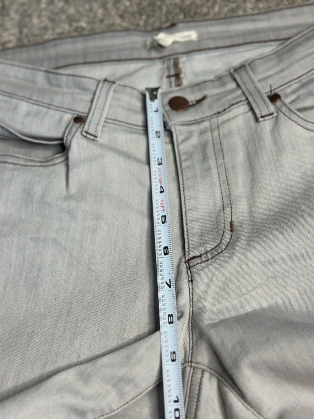 EILEEN FISHER LIGHT GRAY SKINNY JEANS 12 mid rise stretch minimalist casual - Picture 7 of 10